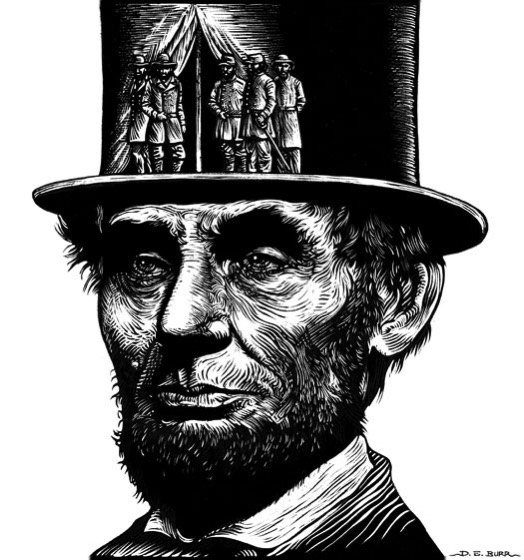 Abraham Lincoln, scratchboard art