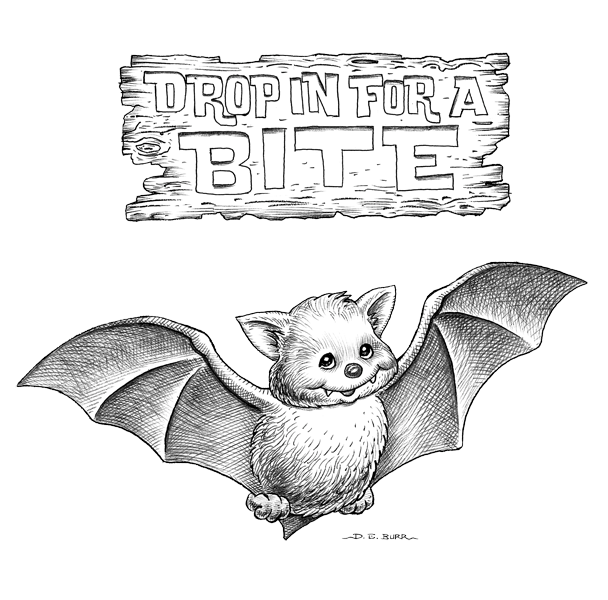 baby bat childrens line art illustration