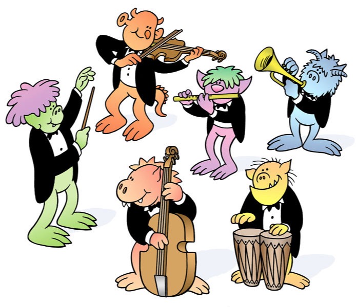 monster musicians childrens illustration
